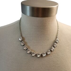 Silvertone And Clear Crystal Necklace